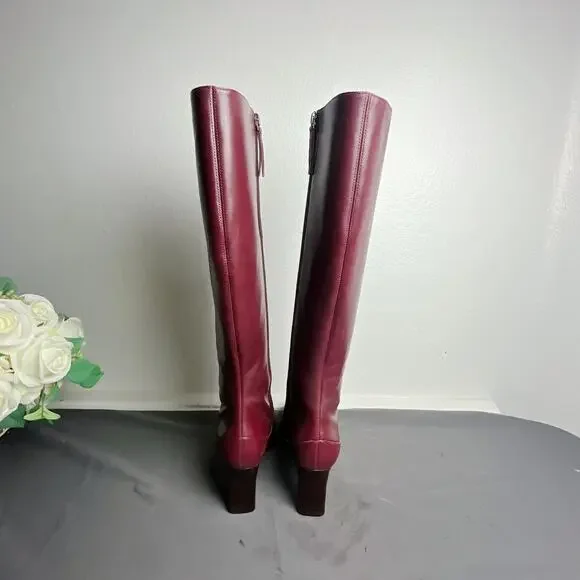 Reformation Claudette Ruby Leather Knee Boots Size 9 - Picture 7 of 8